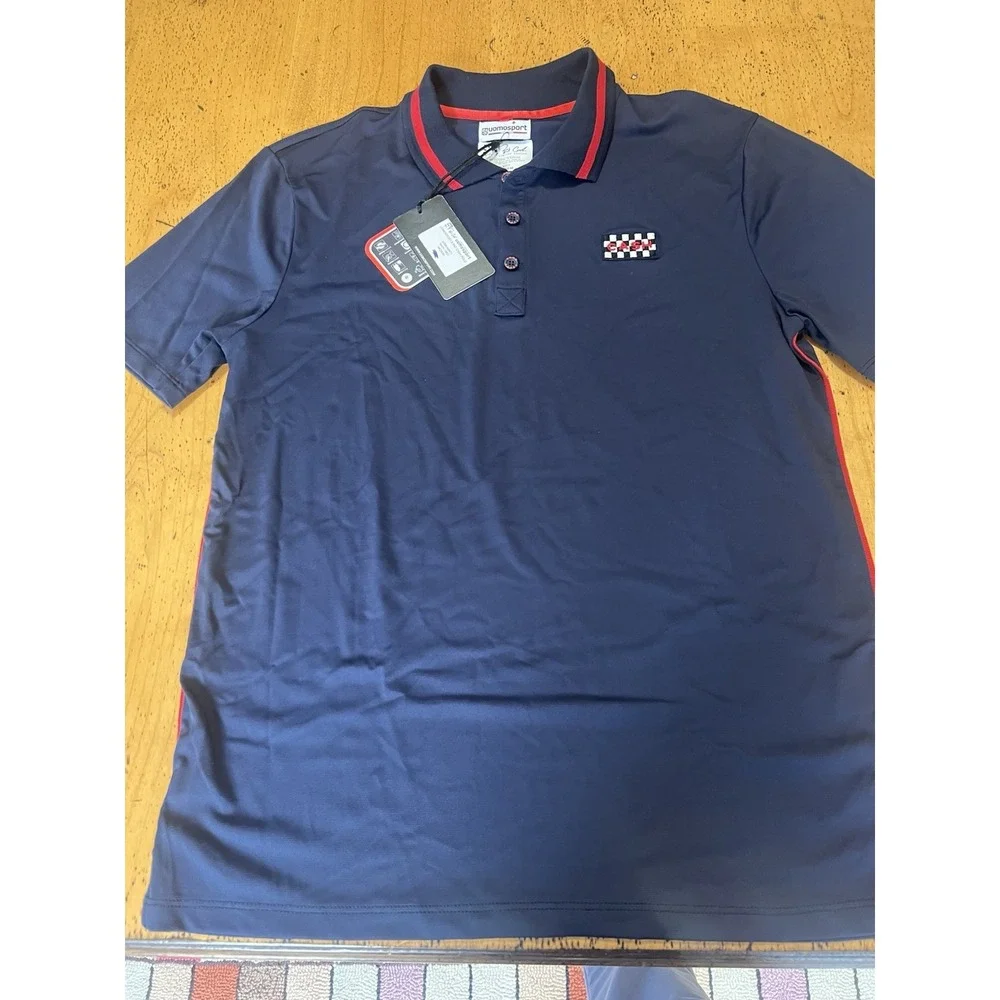 Uomosport Tennis Polo Shirt Medium Pat Cash Limited Short Sleeve Blue Performanc